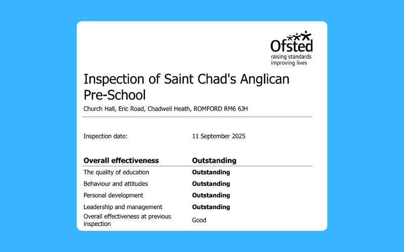 St Chads Preschool rated Outstanding. by Ofsted